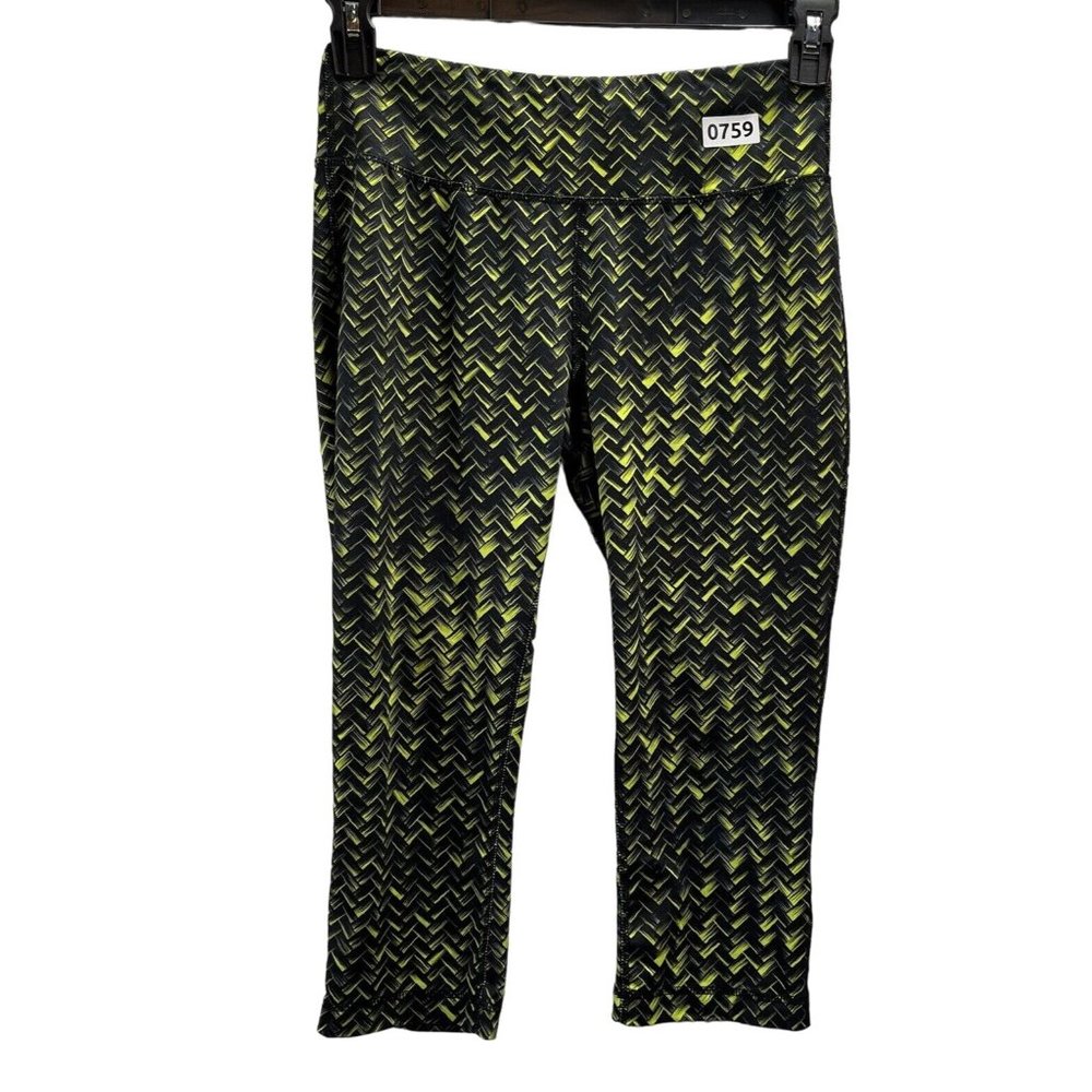 Danskin Now Black & Neon Green Capri Pants Womens Size S (4-6)Pocket